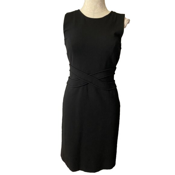 Diane Von Furstenburg Dress Black 6 Career Church Stretch Sheath - Picture 1 of 5